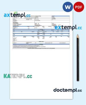 sample USA ADM food processing company pay stub Word and PDF template download