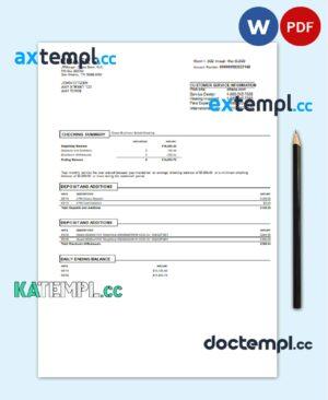 sample USA Chase bank statement Word and PDF template, version 3 download
