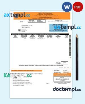 sample USA Chicago Notice of Determination pay stub Word and PDF template download