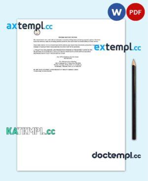 sample USA City of Flint Michigan water utility bill shutoff notice, Word and PDF template, version 3 download