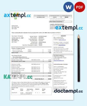 sample USA Massachusetts Chelsea UI The United Illuminating Company utility bill Word and PDF template download