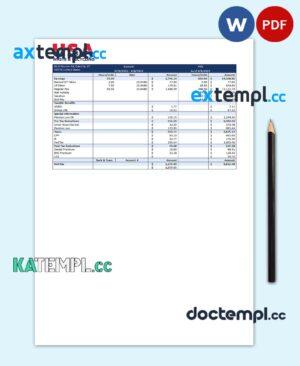 sample USA Waste & Recycling recycling company pay stub Word and PDF template download