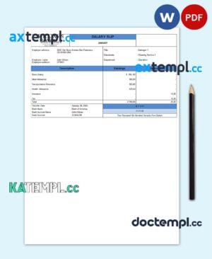 sample USA retail company employee sheet template in Word and PDF format, version 2 download