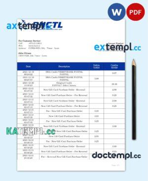 sample Timor-Leste BNCTL bank statement template in Word and PDF format download