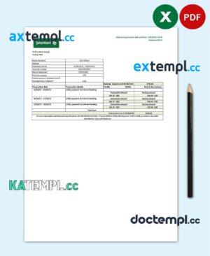 sample Turkey Sekerbank Bank statement easy to fill template in Excel and PDF format download