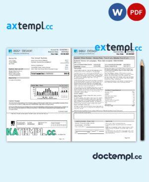 sample USA California PG&E (Pacific Gas and Electric Company) utility bill, Word and PDF template, 6 pages download