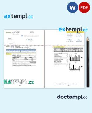 sample USA California Palo Alto utility bill, Word and PDF template, 2 pages download