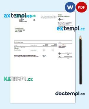 sample USA Citizens bank statement, Word and PDF template, 4 pages download