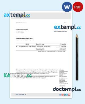 sample Germany 1822direkt bank statement, Word and PDF template 6 pages download