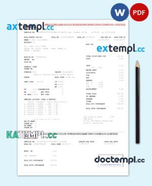 sample INDIA C_PDCL utility bill Word and PDF template download
