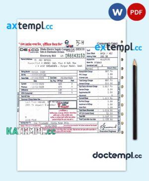 sample INDIA DECO utility bill Word and PDF template download