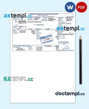 sample INDIA JAMALPUR utility bill Word and PDF template download