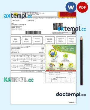 sample India INDRAPRASTHA GAS LIMITED utility bill template in Word and PDF format download