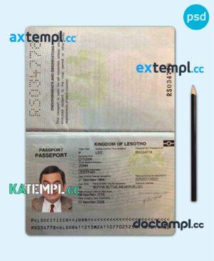 sample Lesotho passport PSD template, with fonts download