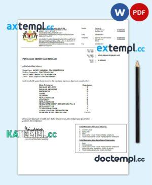 sample Malaysia Ministry of Education certificate template in Word and PDF format download