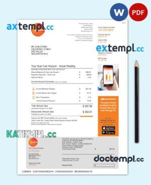 sample New Zealand Genesis Gas utility bill template in Word and PDF format, 3 pages download