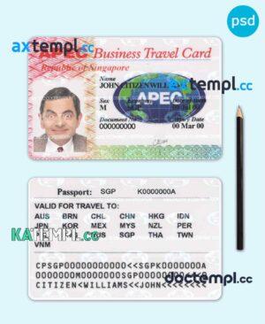 sample SINGAPORE business travel card PSD template download