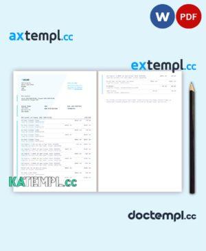 sample Belgium Wise bank statement Word and PDF template, 2 pages download