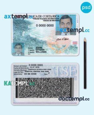 sample Costa Rica identity card PSD template, with fonts, version 2 download