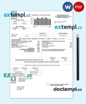 sample Saudi Arabia AlKawther utility bill, Word and PDF template download