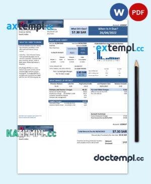 sample Saudi Arabia Saudi Petro Gas utility bill, Word and PDF template download