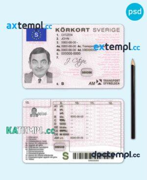 sample Sweden driving license template in PSD format download