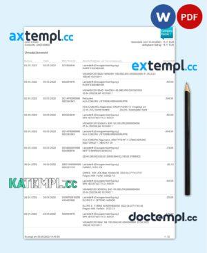 sample Germany Consorsbank bank statement template in Word and PDF format,(.doc and .pdf), 2 pages download