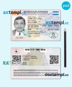 sample Honduras identity card PSD template, with fonts, version 2 download