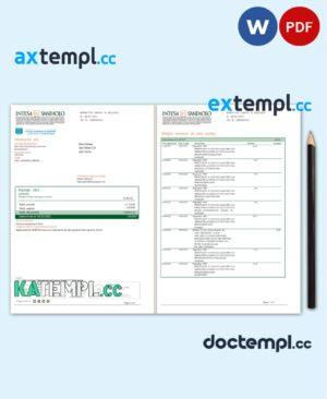 sample Italy Intesa Sanpaolo bank statement Word and PDF template, 2 pages download