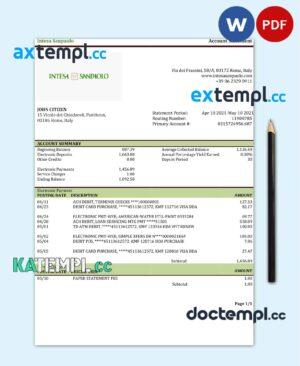 sample Italy Intesa Sanpaolo statement template in .doc and .pdf format, fully editable download
