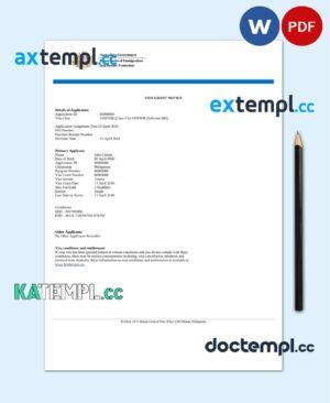 sample Australia e-visa Word and PDF template, completely editable download