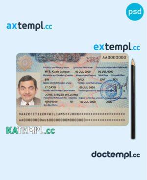 sample AZERBAIJAN Visa PSD template, with fonts download