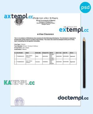 sample BHUTAN e-Visa PSD template, with fonts download