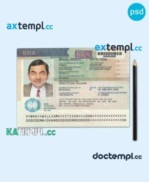 sample BRAZIL visa PSD template, with fonts, version 2 download