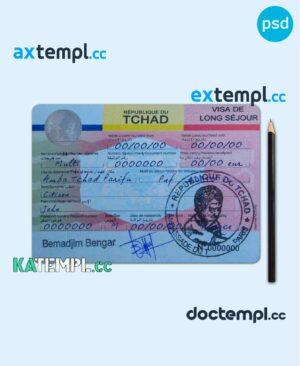 sample Chad visa PSD template, fully editable download