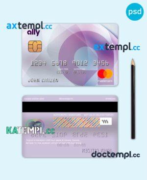 sample USA Ally bank mastercard fully editable template in PSD format download