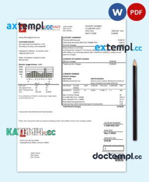 sample Ukraine Elektrograd electricity utility bill template in Word and PDF format download