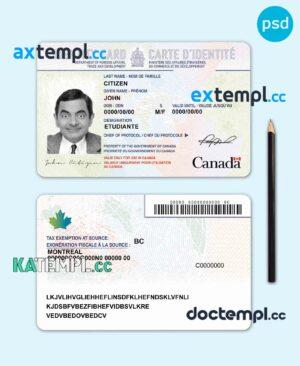 sample Canada identity card template in PSD format, fully editable download