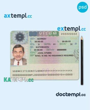 sample Denmark entrance visa PSD template, with fonts download