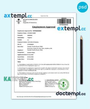 sample Maldives electronic visa PSD template, fully editable download