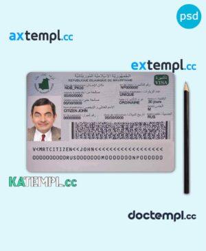 sample Mauritania travel visa PSD template, completely editable, with fonts download