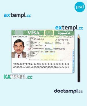 sample Morocco travel visa PSD template, completely editable, with fonts download