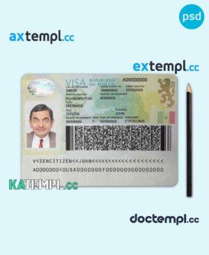 sample SENEGAL travel visa PSD template, completely editable, with fonts download