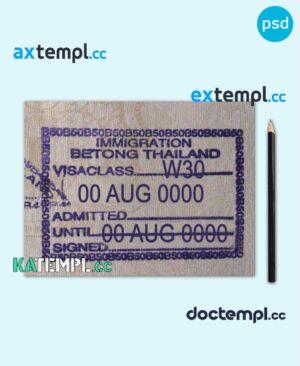 sample Thailand immigration visa stamp PSD template, with fonts download