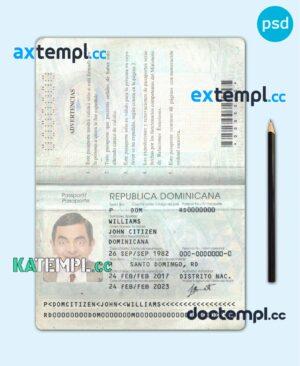 sample Dominican Republic passport template in PSD format, fully editable, download