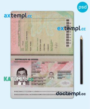 sample Guines passport template in PSD format, fully editable, 2018 - present download