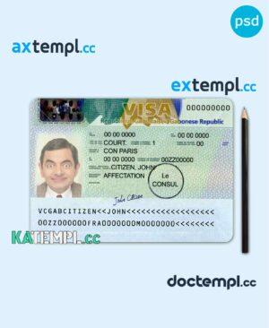 sample GABON entry visa PSD template, completely editable, with fonts download