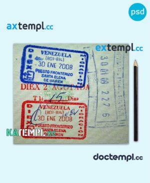 sample Venezuela visa stamp PSD template, with fonts download