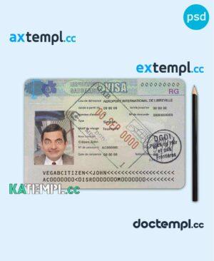 sample Gabon travel visa PSD template, fully editable download