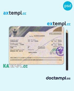 sample Indonesia visa PSD template, version 2 download